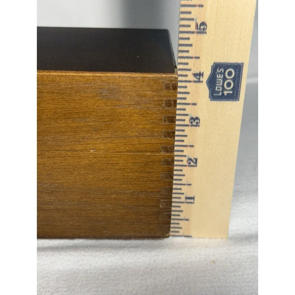 Federco Mid-Century Modern Wood Box Hinged Lid Brass Latch 1957 16x8